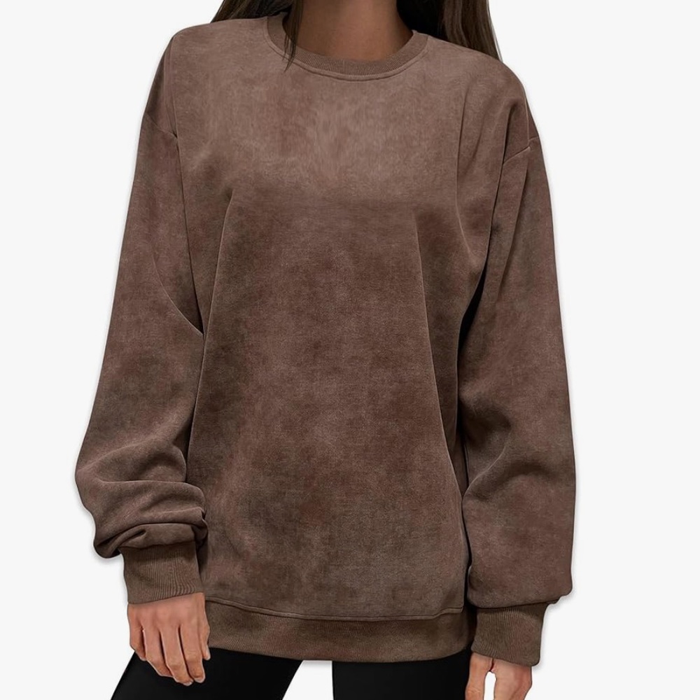ADIAOA Oversized Sweatshirt Women’s 2XL Coffee Brown Sweater pullover crew loose